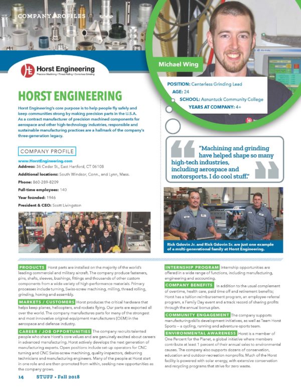 STUFF Made in Connecticut Magazine - Horst Engineering